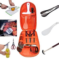 Camping Cooking Utensils Set Kitchen Camp Cookware,Camping Cutting Board,Rice Paddle, Tongs, Sci ...