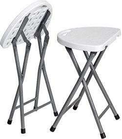 Zimmer Folding Stool (Set of 2) Portable Plastic Chair with Durable Steel Frame Legs for 220 Pou ...