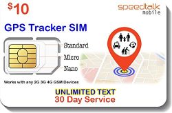 $10 GSM SIM Card for GPS Trackers – Pet Kid Senior Vehicle Tracking Devices – 30 Day ...