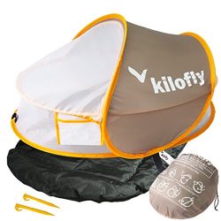 kilofly Instant Pop Up Portable UPF 35+ Baby Travel Bed + Sleeping Pad, 2 Pegs