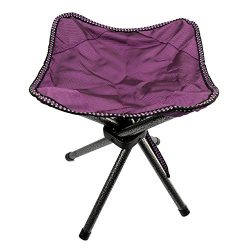 Lastia Camping Tripod Stool for Fishing Hiking Outdoor Four Legs Purple 11″x11″x13.7 ...