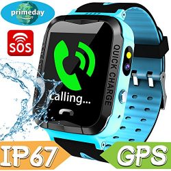 Kids Smart Watch Phone Waterproof,GPS Tracker with SIM Pedometer Fitness Tracker Boys Girls Wris ...