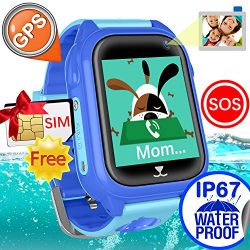 iCooLive Waterproof IP67 Kids Smart Watch Accurate GPS Tracker with FREE SIM CARD for Kid Boys G ...