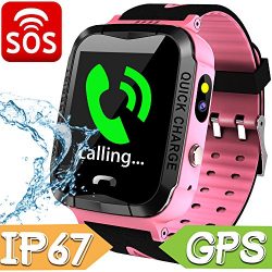 Kids Smart Watch Phone Waterproof,GPS Tracker with SIM Pedometer Fitness Tracker Boys Girls Wris ...
