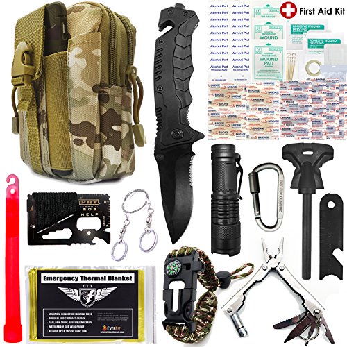 EVERLIT Upgraded Emergency Survival First Aid 80-In-1 Tactical Outdoor Molle Bag Tool Kit Custom ...