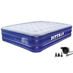 Pittman (PPI QDHPAC) 16″ Queen Double High Home Air Mattress with Portable Electric Air Pump