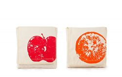 Fluf Reusable Sandwich & Snack Bags (Set of 2), Apples and Oranges