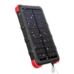 [Upgrade] OUTXE 10000mAh Rugged Power Bank with Flashlight IP67 Waterproof Solar Portable Charge ...