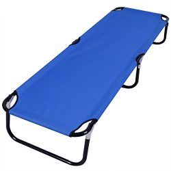 Blue Folding Camping Bed Outdoor Portable Military Cot Sleeping Hiking Travel