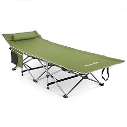 Alpcour Folding Camping Cot with Comfortable Pillow, Side Pocket and Convenience Carry Bag ̵ ...