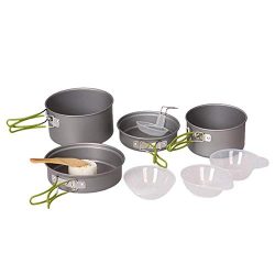 OUTAD 10pcs Outdoor Camping Cookware Portable Cooking Bowl Pot Pan Set for Picnic Outdoor Campin ...