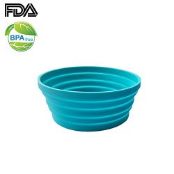 Silicone Expandable Collapsible Bowl for Travel Camping Hiking, Blue (1 Pack)