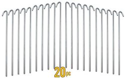 ALAZCO 20pc Galvanized Steel Tent Pegs – Garden Stakes -Heavy Duty – Rust Free