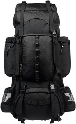 AmazonBasics Internal Frame Hiking Backpack with Rainfly, 75 L, Black