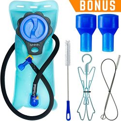 Aquatic Way Hydration Bladder with Cleaning Kit & Bite Valves 2 Liter 2L 70 oz Water Reservo ...