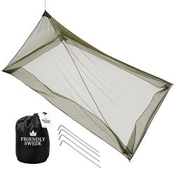 The Friendly Swede Mosquito Net Canopy for Single Camping Bed, Tent Pegs Included – Compac ...