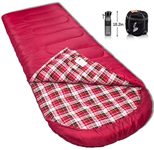 Reisen 0 degree lightweight sleeping bag flannel, cold weather sleeping bags for adults/youth,ca ...