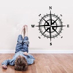 BIBITIME Vinyl Compass Wall Decal Stickers N S W E Direction indicator Sign Home Mural Bedroom K ...