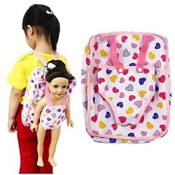 Start_wuvi 15-18-inch doll school bag, 2 soft plush children size backpack with doll carrier Ame ...