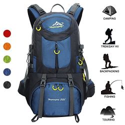 Huwaijianfeng Hiking Backpack, 50L Waterproof Backpack Outdoor Sport Daypack with a Rain Cover f ...