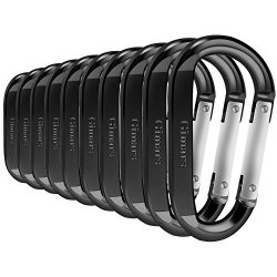 Gimars 3″ 10 Pcs Improved Black Durable Spring-Loaded Gate Aluminum D Ring Carabiners Clip ...