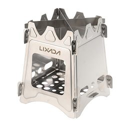 Lixada Camping Stove, Portable Folding Wood Stove Lightweight Stainless Steel Alcohol Stove for  ...