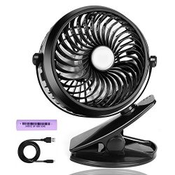 Mini Desk Fans, GuckZahl Clip Fan for Baby Stroller, Outdoor Camping, Office, Car and Home, 360  ...