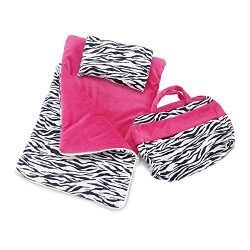 18 Inch Doll Accessories | Zebra Print Sleeping Bag Set with Pillow and Storage Bag | Fits Ameri ...