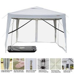 VINGLI 10′ x 10′ EZ POP UP Canopy Tent with 4 Removable Mesh Sidewalls,Shelter Anti- ...