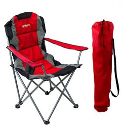 GigaTent Red Folding Camping Chair – Ultra Lightweight Collapsible Quad Padded Lawn Seat Full Ba ...