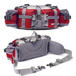 Bp Vision Outdoor Fanny Pack Hiking Camping Fishing Waist bag 2 Water Bottle Holder Lumbar Pack red