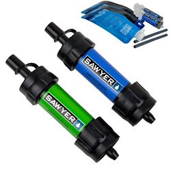 Sawyer Products SP2101 MINI Water Filtration System, 2-Pack, Blue and Green