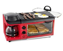 Nostalgia BSET300RETRORED Retro 3-in-1 Family Size Breakfast Station