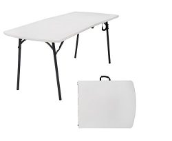 Cosco Diamond Series 300 lb. Weight Capacity, 6 ft. x 30 in. Fold-in-Half Banquet Table, White S ...