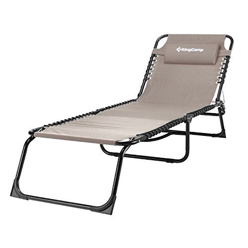 KingCamp Patio Lounge Chair Chaise Bed 3 Adjustable Reclining Positions Steel Frame 600D Oxford  ...