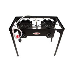 GasOne Two Burner Propane Stove Outdoor High Pressure Propane 2 Burner [Upgraded] 150,000 BTU wi ...