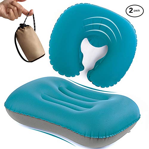 OLUNNA Inflating Travel/Camping Pillows, Ultralight Compressible, Compact, Inflatable, Comfortab ...
