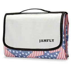 JAMFLY Picnic Outdoor Camping Beach Blanket Mat with Waterproof Backing 78″×76″（Lar ...