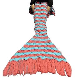 Christmas XMAS Gift for Friends, Egmy Knitted Mermaid Tail Blanket Handmade Crochet Adult Throw  ...
