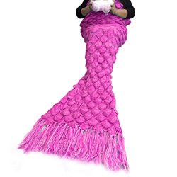 Christmas XMAS Gift for Friends, Egmy Knitted Mermaid Tail Blanket Handmade Crochet Adult Throw  ...