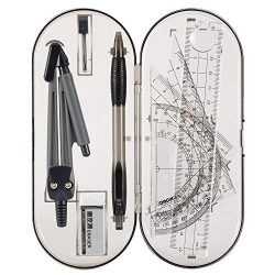 Math Geometry Kit Set – Student Supplies Drawing Compass,Protractor,Rulers,Pencil Lead Ref ...